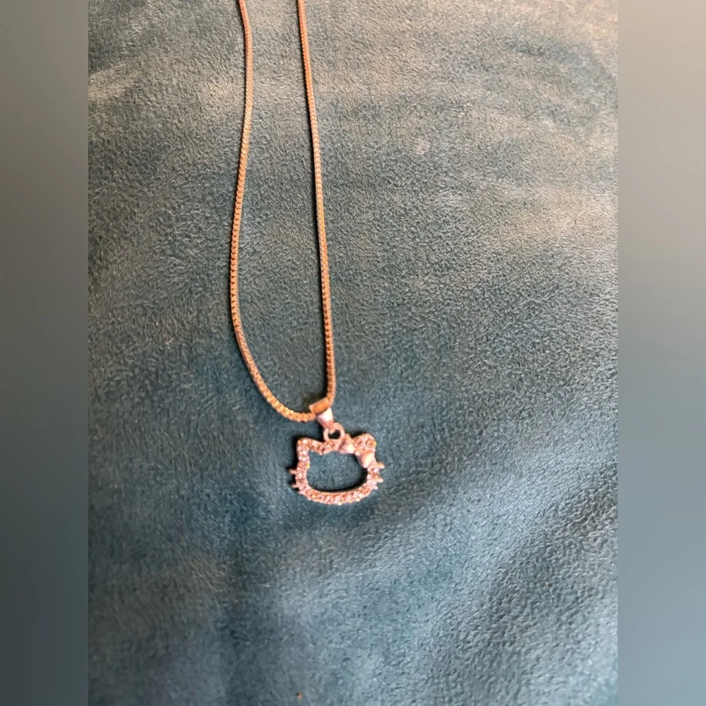 Girls Silvertone Hello Kitty Pendant Necklace